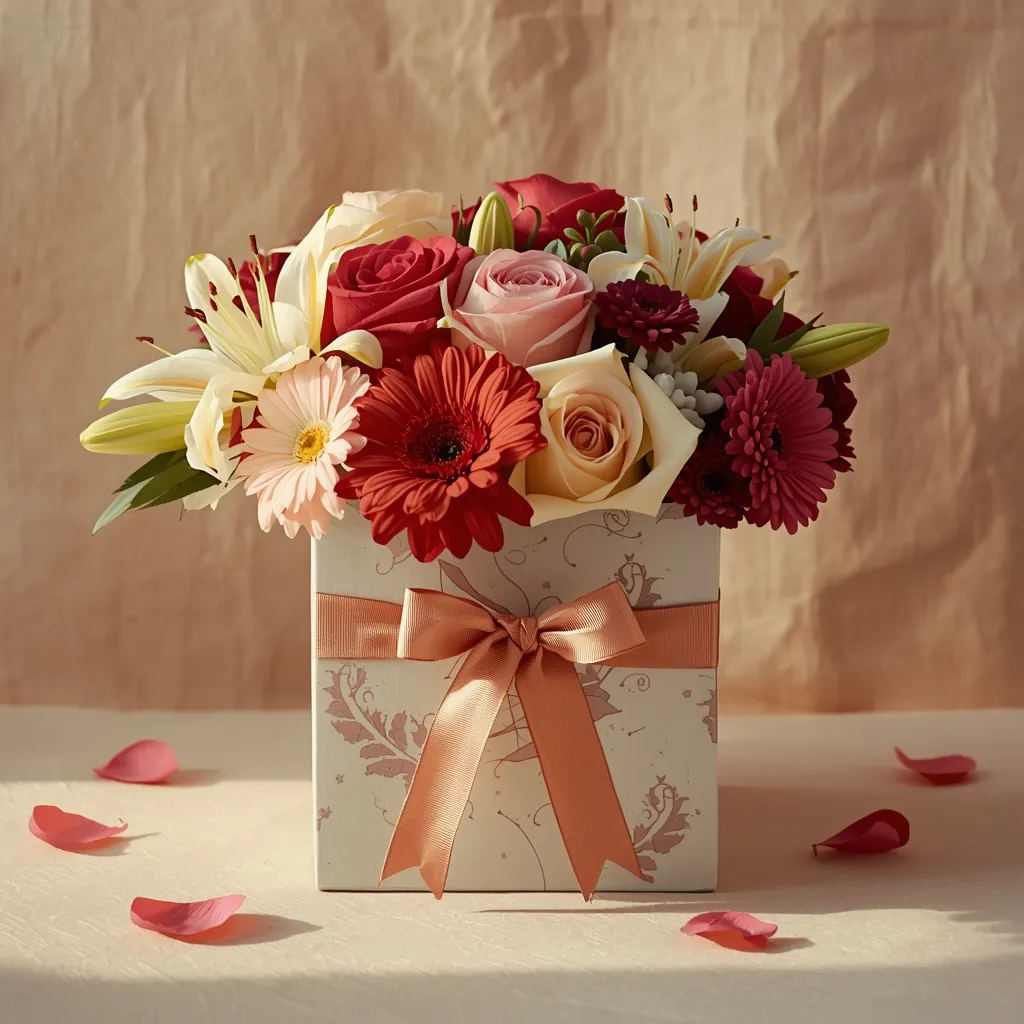 Seizoens  Geschenkbox met bloemen